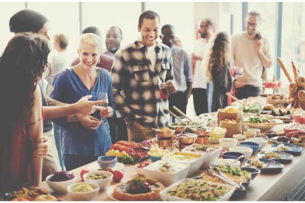 family reunion - people at buffet