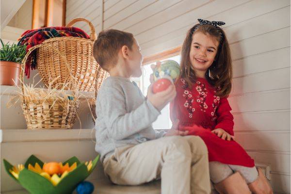 Boy and girl sitting together talking