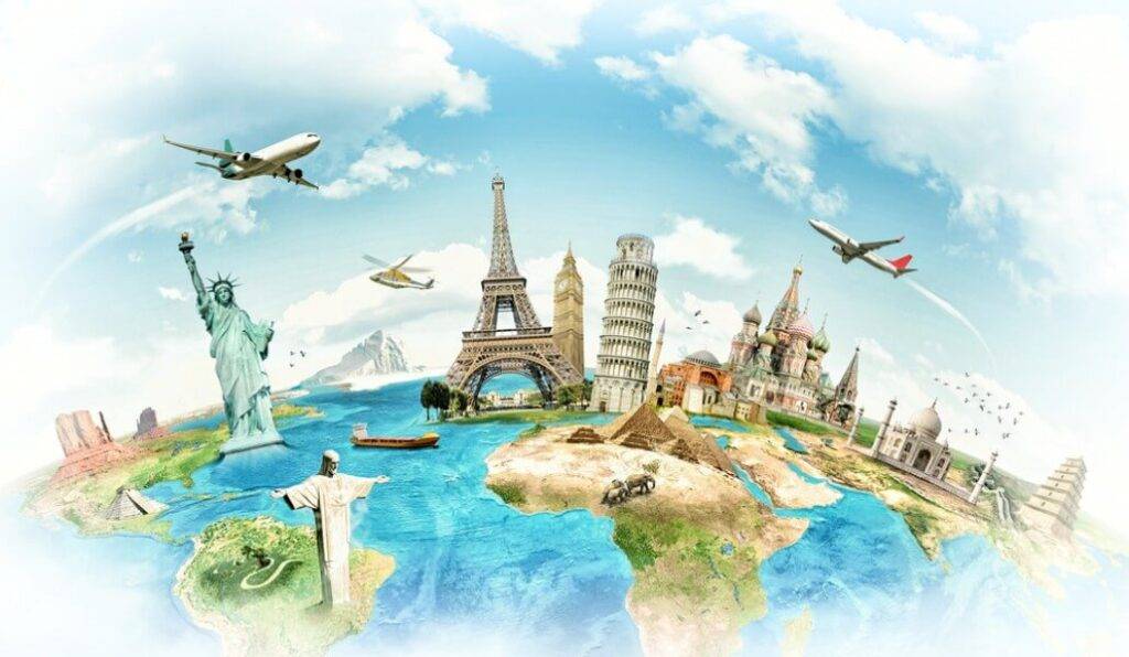 International travel graphic showing the worlds best travel destinations