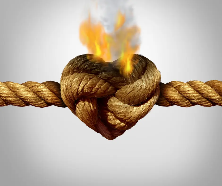 a heart-shaped rope is burning. 