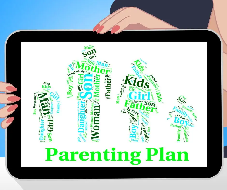 strong parenting plan is shown on a tablet monitor 