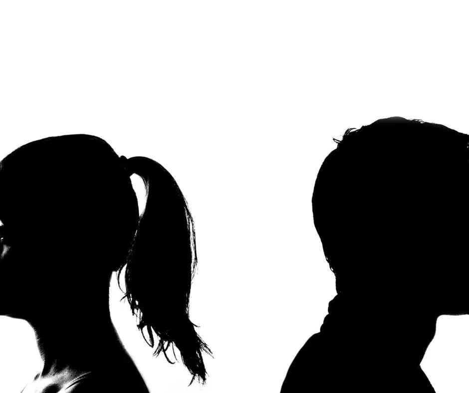 a silhouette of a husband and wife with their backs on each other aiming for trial separation
